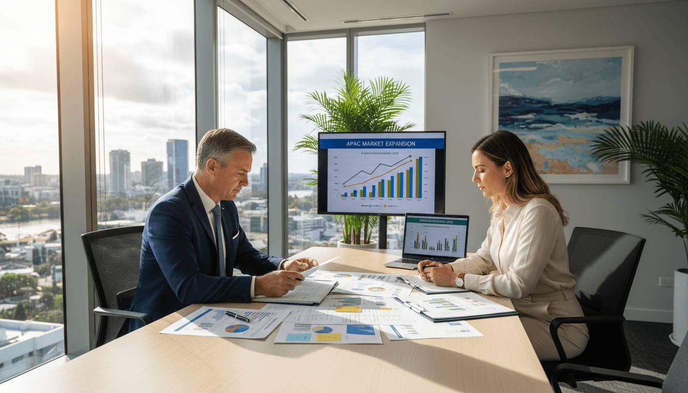 Business strategy consultation with market analysis documents