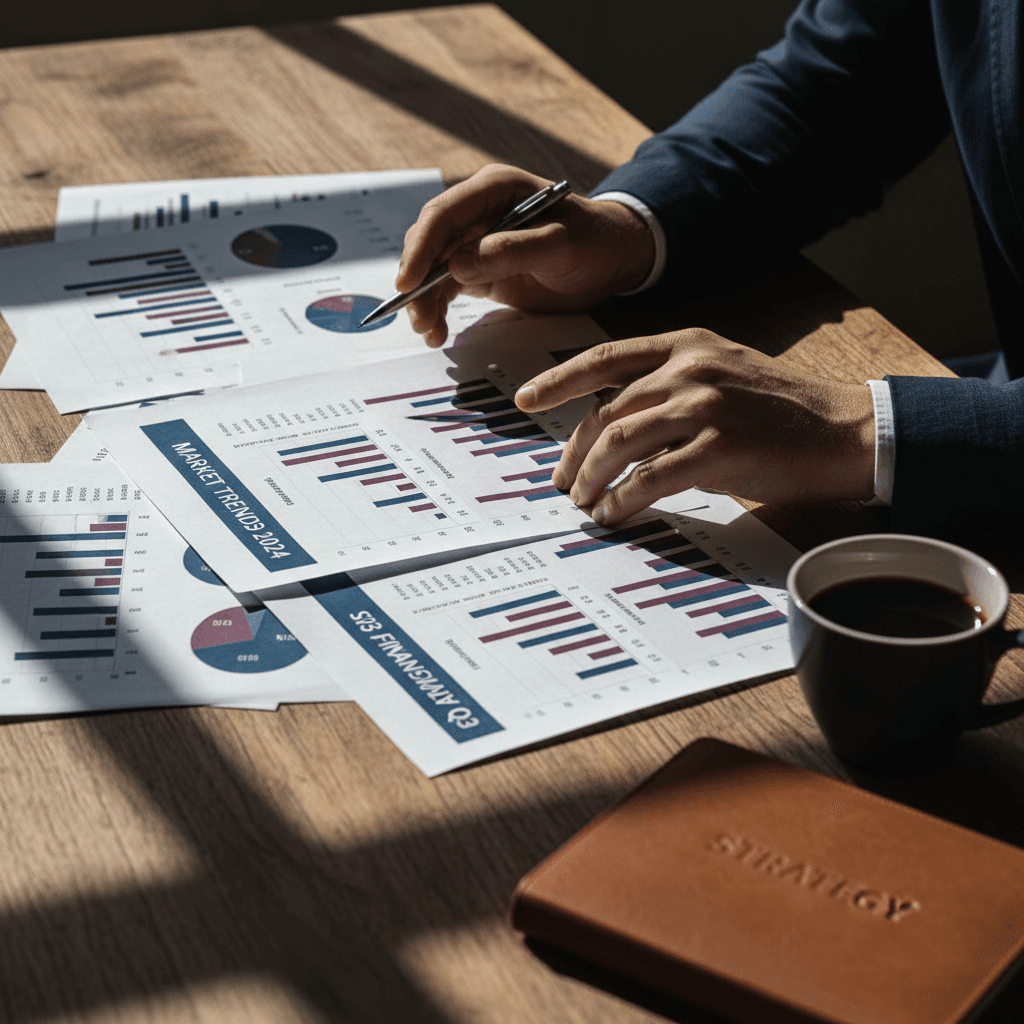 Strategic planning and market research analysis at work